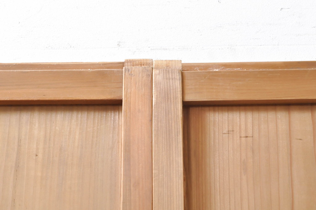 アンティーク建具　明るい木味の温もり溢れる障子帯戸4枚セット(引き戸、障子戸)(R-069275)