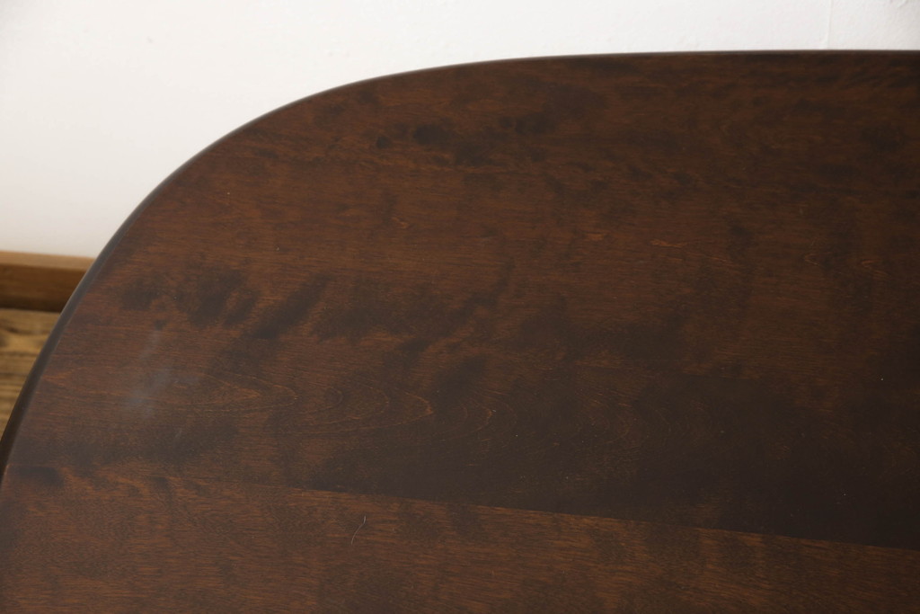 中古　北海道民芸家具　希少な絶版品!　#475　深みのある色合いが美しいダイニングテーブル(食卓、オーバルテーブル、楕円、4人掛け、6人掛け)(R-069077)