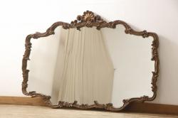イタリアビンテージ　ロココ調　ぐるりと施された繊細な彫刻が美しいウォールミラー(壁掛け鏡、ヴィンテージ)(R-059431)