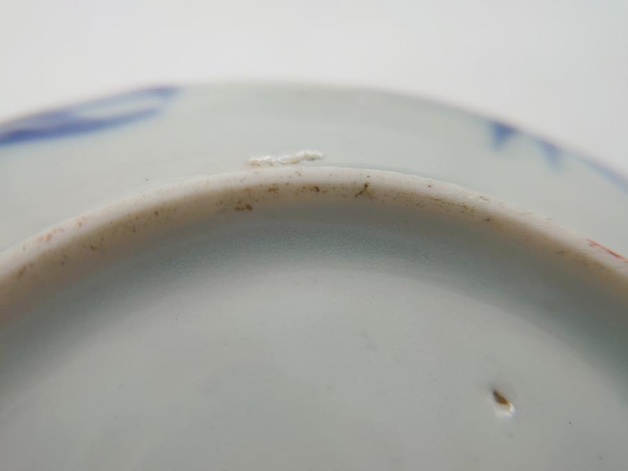 明治期　伊万里　色絵　染付　金彩　梅鳥文　3.7寸皿　約11cm　食卓を鮮やかに演出する小皿5枚セット(三寸七分、和食器、和皿)(R-062105)