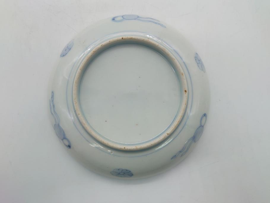 幕末期　伊万里　色絵　染付　金彩　4.5寸皿　約13.5cm　繊細で温かみのある絵付けが魅力の深皿3枚セット(四寸五分、中皿、和食器、和皿)(R-062110)