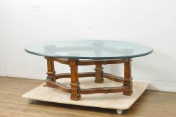 中古　北海道民芸家具　#430　洗練されたデザインのバタフライ卓(ダイニングテーブル、エクステンションテーブル)(定価約20万円)