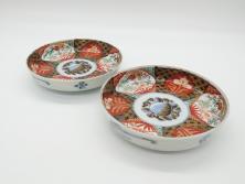 アンティーク雑貨　昭和初期　赤被せ　菊花紋　切子ショットグラス(酒器、和食器)2個セット
