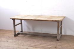和製ビンテージ　レトロな雰囲気を醸し出す素朴な作業台(ダイニングテーブル、食卓、4人掛け、6人掛け、ヴィンテージ)(R-066834)