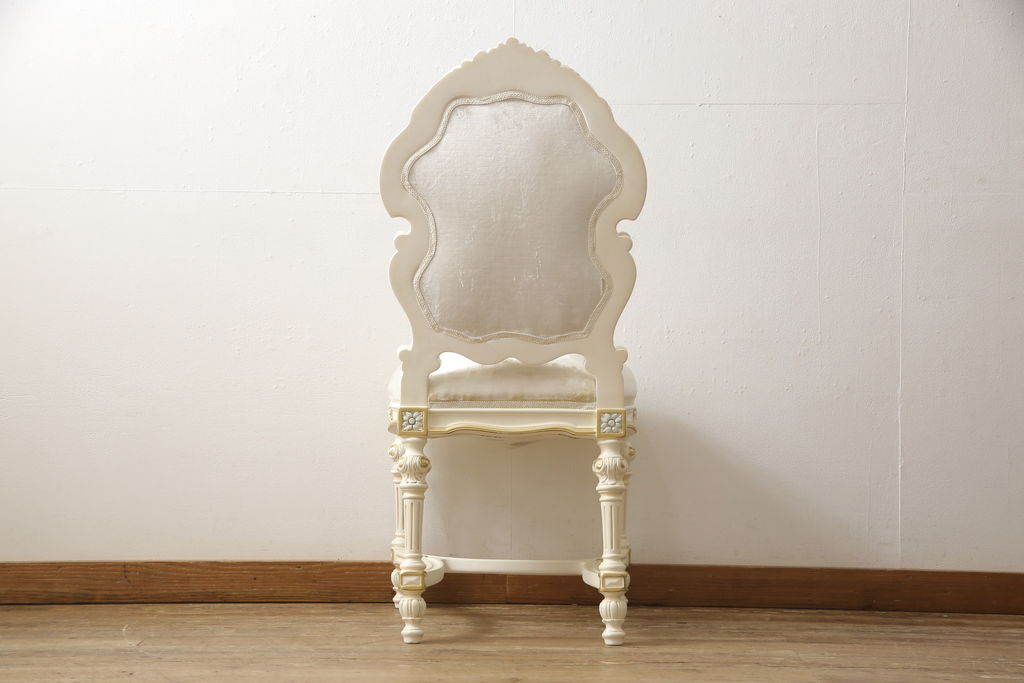 中古　美品　イタリア高級家具　SILIK(シリック)　FIDIAシリーズ　ロココ調　細部まで凝った造りが美しいダイニングチェア(定価約50万円)(椅子、イス、サロンチェア)(R-060289)
