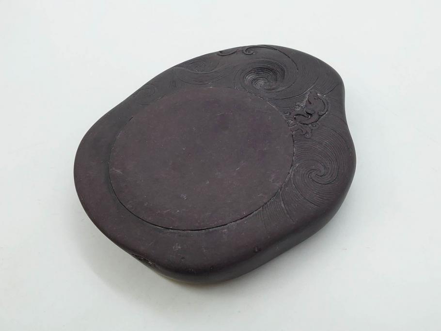 中国硯　緑硯　端渓硯　書道具　文房具　漢詩　古美術　骨董品　篆刻 中国 緑端渓硯 雲龍 精彫刻 書道