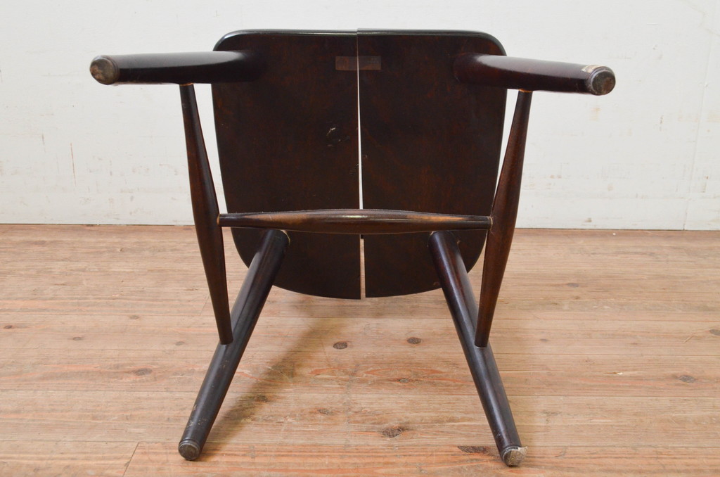 和製ビンテージ　松本民芸家具　#55型　レトロで温かみ漂うスピンドルチェア(木製イス、板座チェア、ダイニングチェア、椅子、ヴィンテージ)(R-069496)