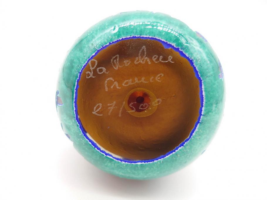 フランス　ラ・ロシェール　La Rochere　卵型　ガラス製　使いやすいデザインのペーパーウェイト(アイリス、置物、ディスプレイ)(R-070209)