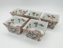 古民具・骨董　昭和初期　おめでたい絵柄が可愛らしい小皿3枚セット