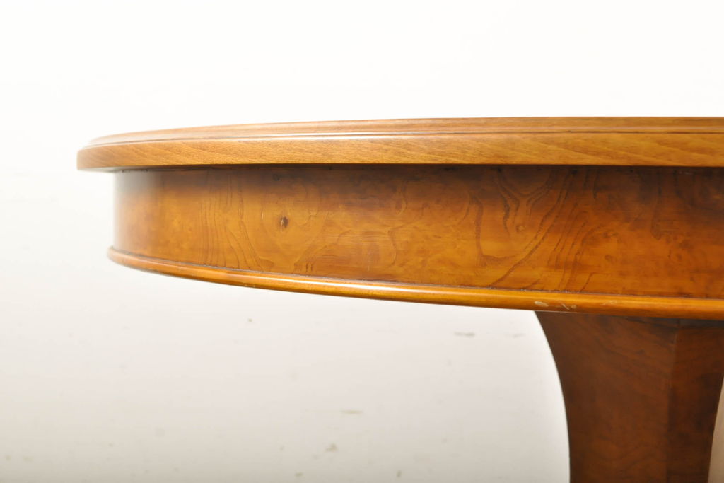 イタリアビンテージ　モダンデザイン　特徴のある杢目が魅力的なエクステンションテーブル(ダイニングテーブル、2人掛け、4人掛け、ラウンドテーブル、ヴィンテージ)(R-061248)