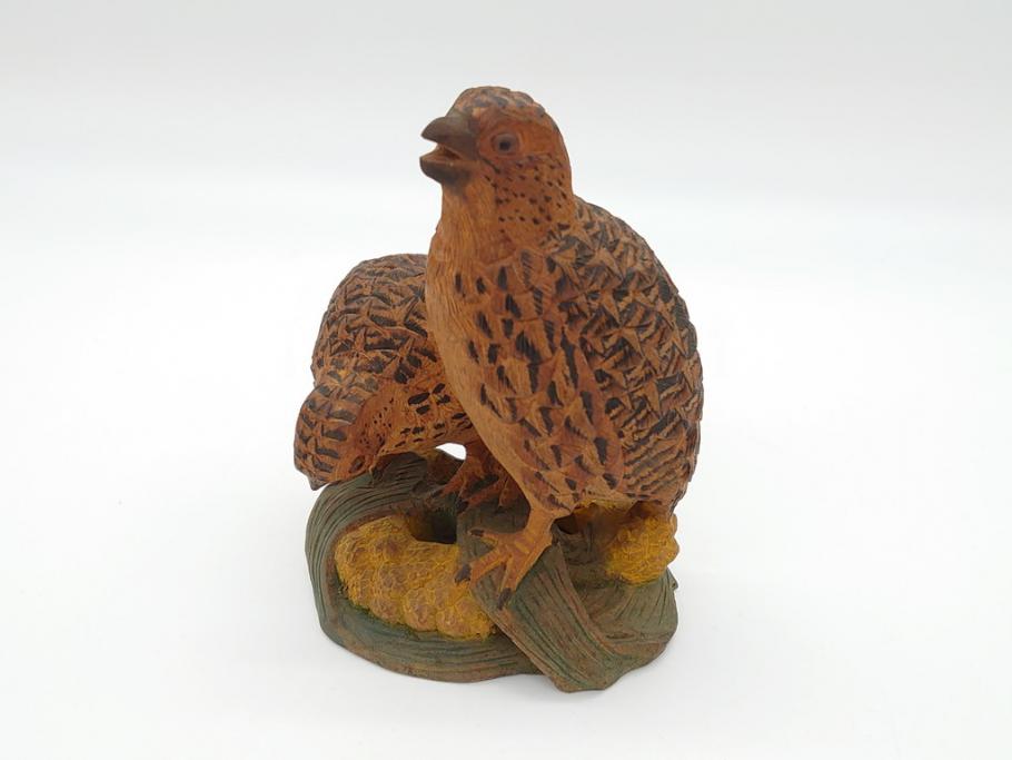 大正〜昭和初期 木彫り 雷鳥 温もり溢れる素朴なデザインの鳥の置物(在銘あり、置き物、ディスプレイ)(R-062269) ラフジュ工房
