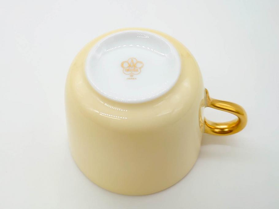 大倉陶園(OKURA、OAC)　色蒔き(クリーム)　シンプルながら上品な雰囲気を醸し出すモーニングカップ&ソーサー(洋食器、C&S、箱付き)(R-070219)