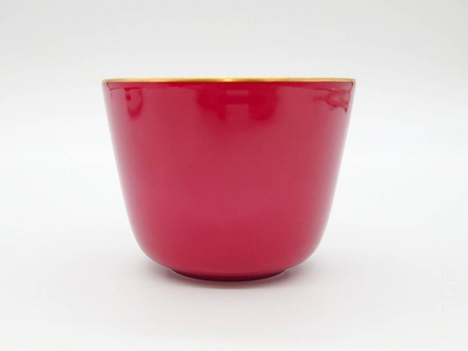 大倉陶園(OKURA、OAC)　色蒔き(マロン)　シンプルながら上品な雰囲気を醸し出すモーニングカップ&ソーサー(洋食器、C&S、箱付き、マローネ、マルーン)(R-070222)