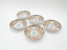 大清光緒年製　色絵染付　六寸皿3枚セット(伊万里、中国?)(R-052235)