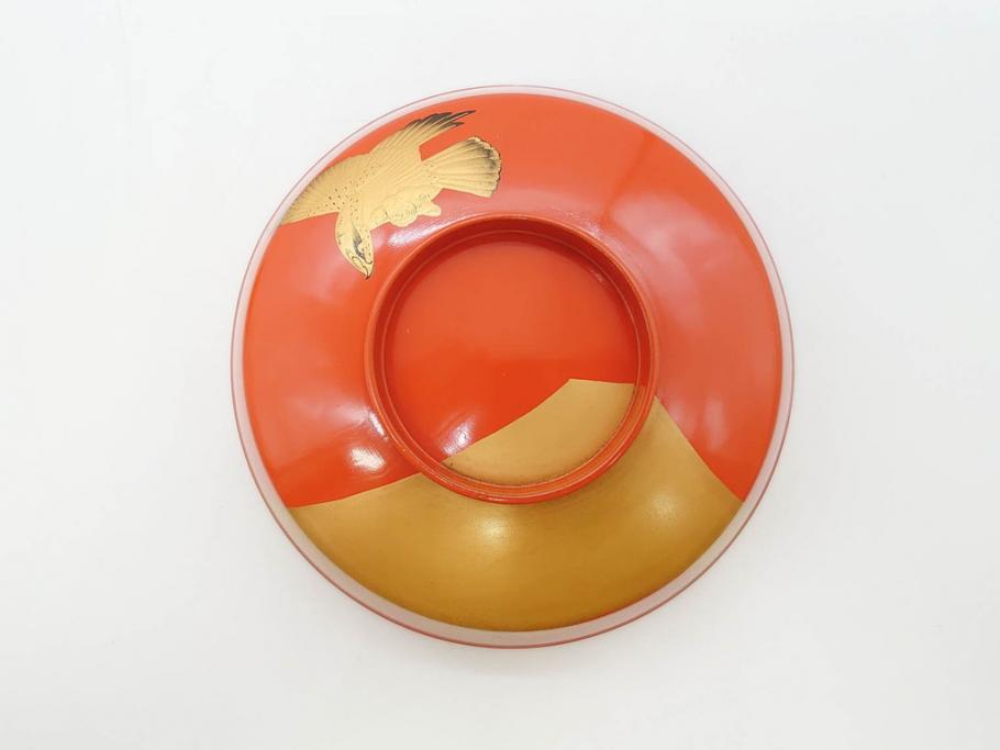 金蒔絵　木製　鷲　鯉　縁起の良い色合いが目を惹く吸物椀10客セット(漆器、お椀、和食器、山)(R-070422)