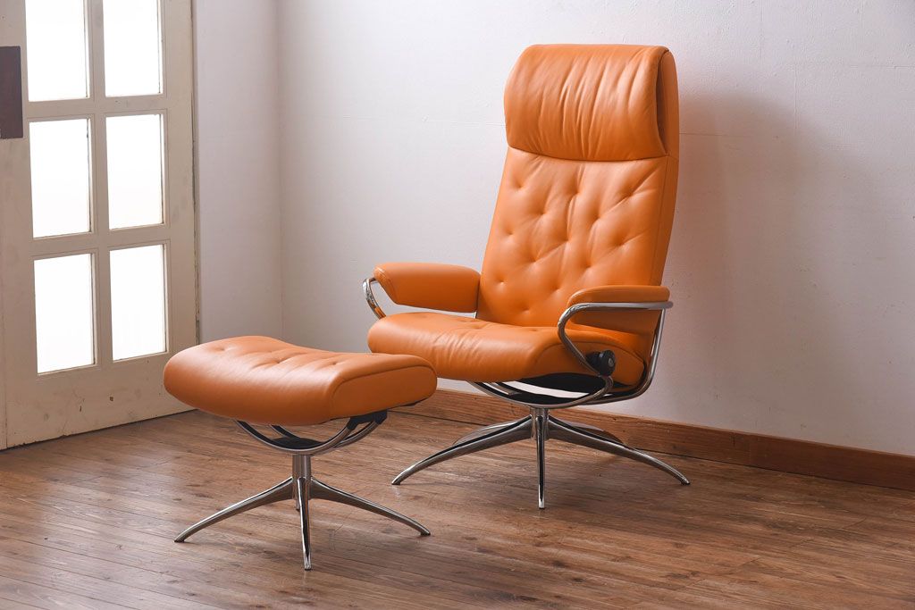 中古　EKORNES(エコーネス)　ストレスレスメトロハイバックチェア・オットマン　クレメンタイン(定価合わせて約32万円)(3)