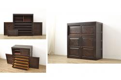 アンティーク家具　小振りでシンプルな古い木製の本棚(2)