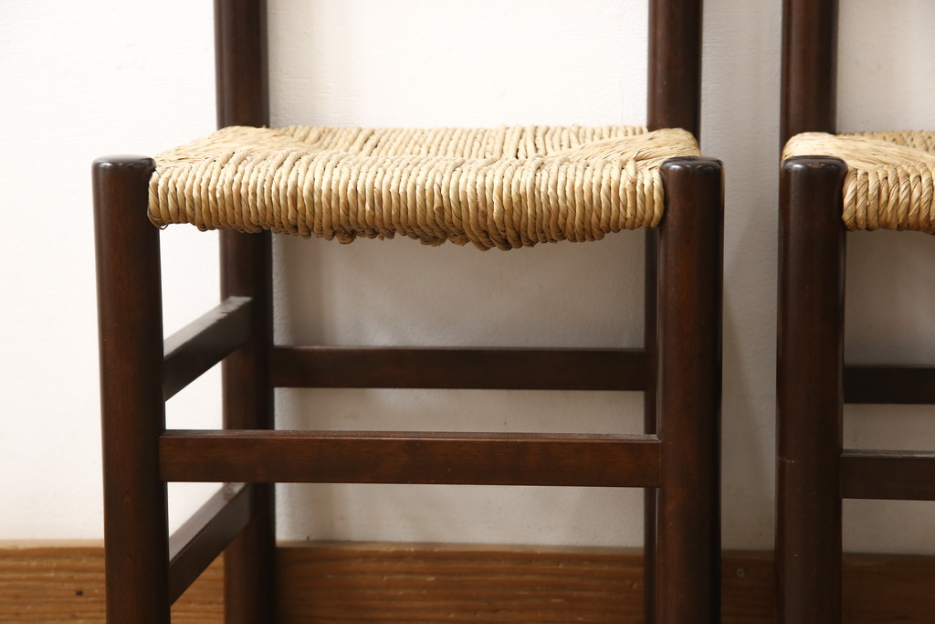 中古　美品　松本民芸家具　アジアンテイストのお部屋におすすめなラッシチェア2脚セット(椅子、イス)(R-058541)