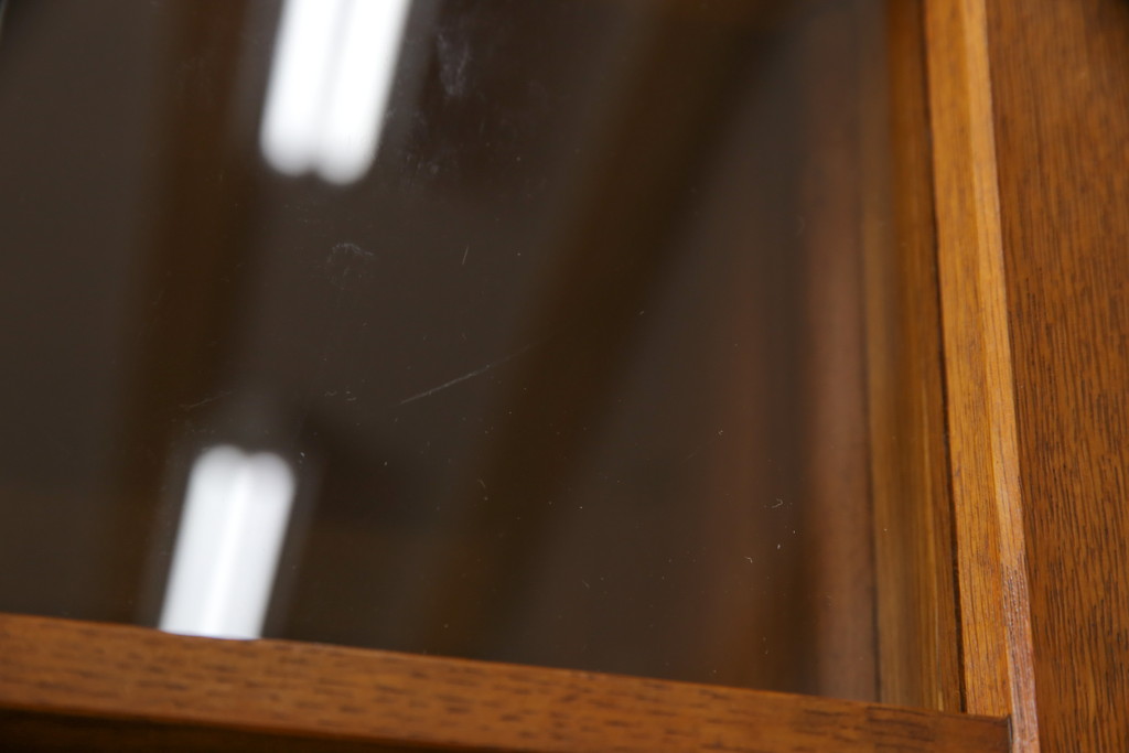 和製アンティーク　美品　上手物!　大正ロマン　ナラ材　凝った作りが魅力的な高級キャビネット(食器棚、戸棚、本棚、本箱、書棚)(R-058357)