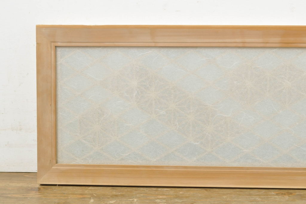 和製ビンテージ　両面ガラス　組子細工が上品なガラス入り欄間1枚(ヴィンテージ、明かり取り、明り取り、建具)(R-062478)