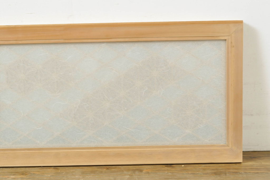 和製ビンテージ　両面ガラス　組子細工が上品なガラス入り欄間1枚(ヴィンテージ、明かり取り、明り取り、建具)(R-062478)
