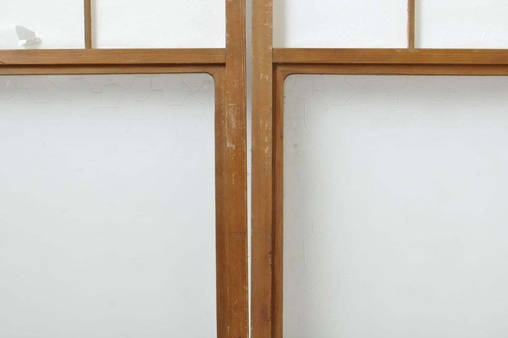 アンティーク建具　昔懐かしい佇まいが魅力の障子戸4枚セット(引き戸、ガラス帯戸、建具)(R-063063)