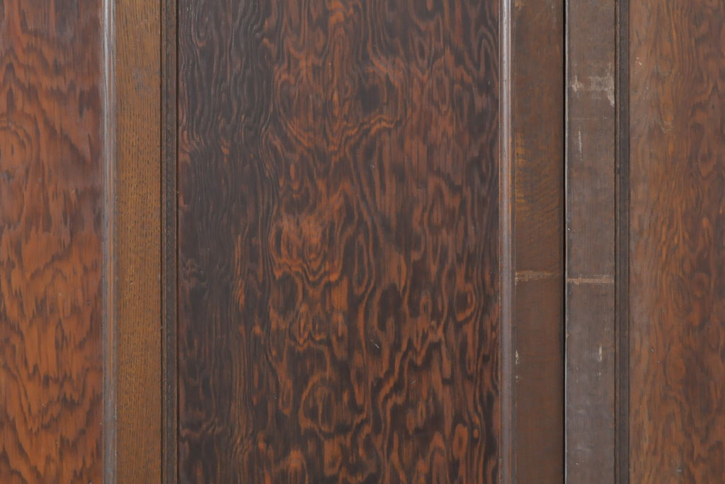 アンティーク建具　枠ナラ材　板松材　大正ロマンの雰囲気漂う古い洋館の高級板戸2枚セット(引き戸、建具)(R-062688)