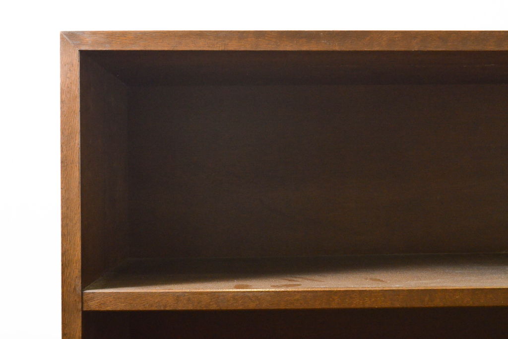 和製アンティーク　昭和初期　ナラ材　シンプルなデザインでお部屋に馴染みやすい本棚(ブックシェルフ、収納棚、飾り棚、ディスプレイ棚、陳列棚)(R-062199)