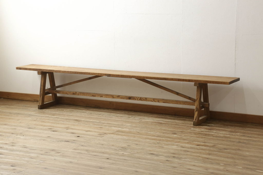 和製アンティーク 昭和初期 素朴な風合いがレトロな木製長椅子(木製