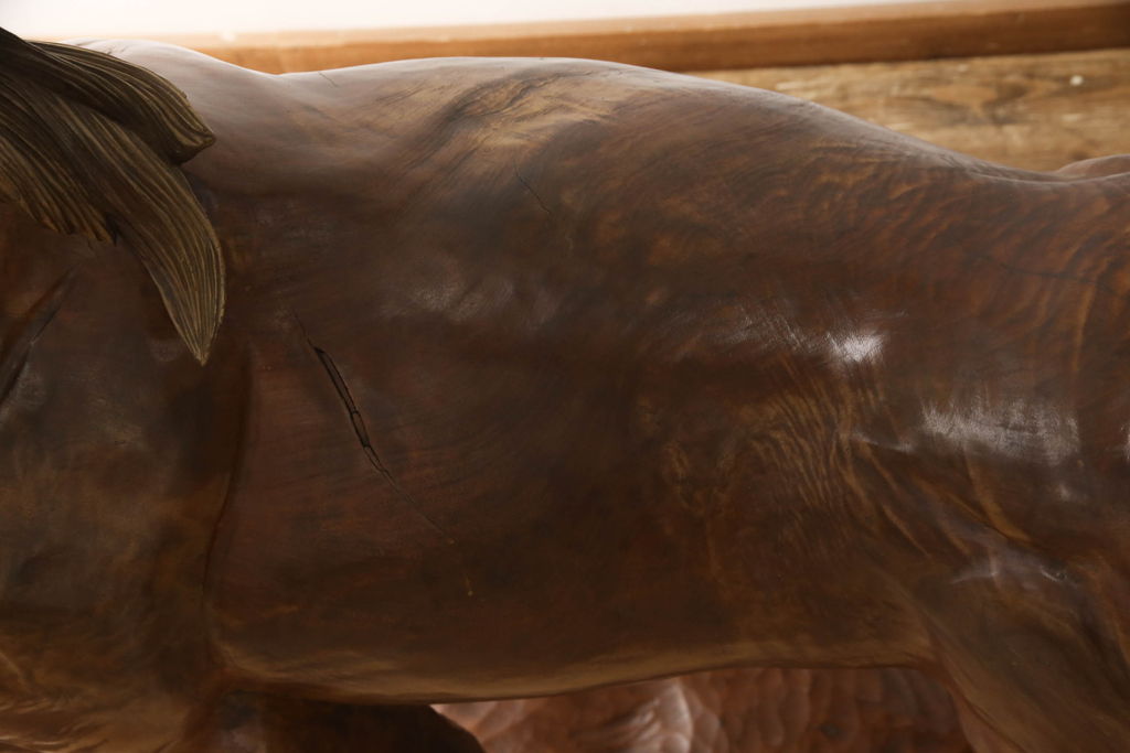 ビンテージ　特大!　隆々とした筋肉や流れる毛の表現がリアルな馬のオブジェ(ディスプレイ、店舗什器、ヴィンテージ)(R-062578)