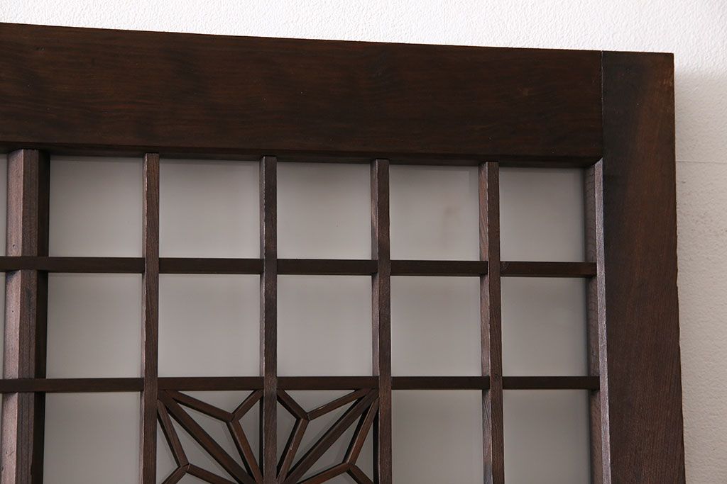 和製アンティーク　上品なデザインが目を引くガラス戸(引き戸、建具)4枚セット