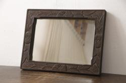 北欧ビンテージ　リメイク　チーク材製の横長ウォールミラー(壁掛け、鏡、ヴィンテージ)(R-053263)