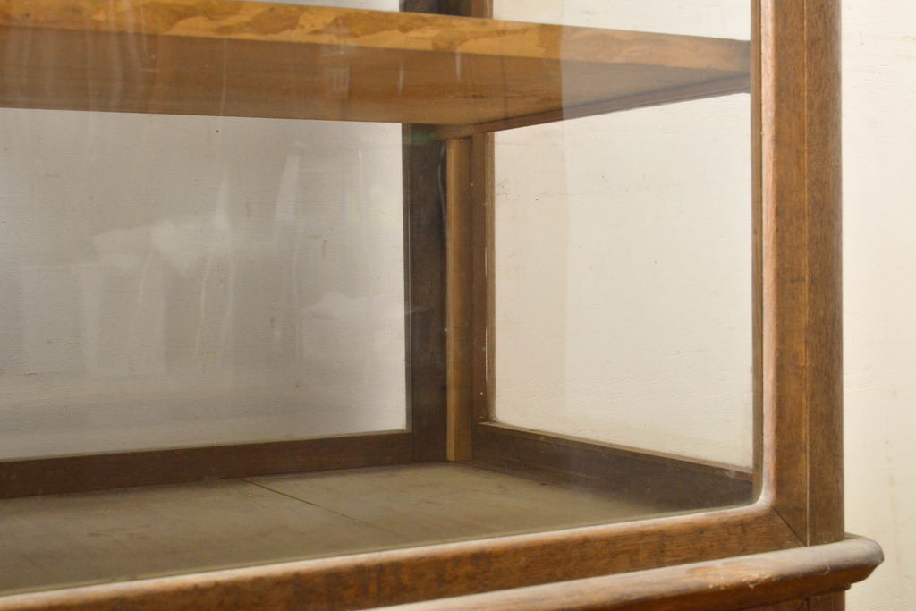 和製アンティーク　ナラ材　店舗の雰囲気づくりに取り入れたいレトロなガラスケース(ショーケース、飾り棚、陳列棚、店舗什器)(R-062213)