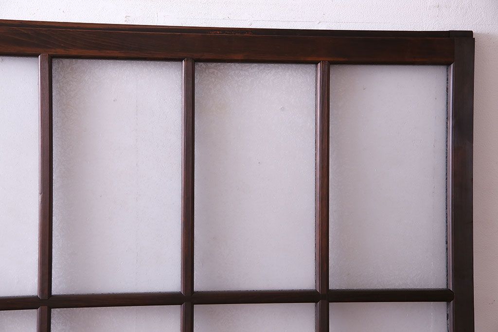 和製アンティーク　結霜ガラス　モダンなデザインのガラス戸(引き戸、建具)2枚セット(2)