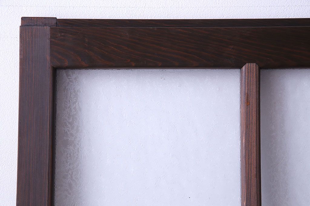 和製アンティーク　結霜ガラス　モダンなデザインのガラス戸(引き戸、建具)2枚セット(2)