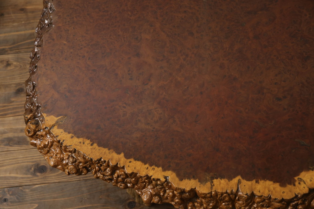 和製ビンテージ　花梨(カリン)材　貴重な鳥眼杢の木肌が魅力的な座卓(ローテーブル、店舗什器、センターテーブル、ヴィンテージ)(R-069265)