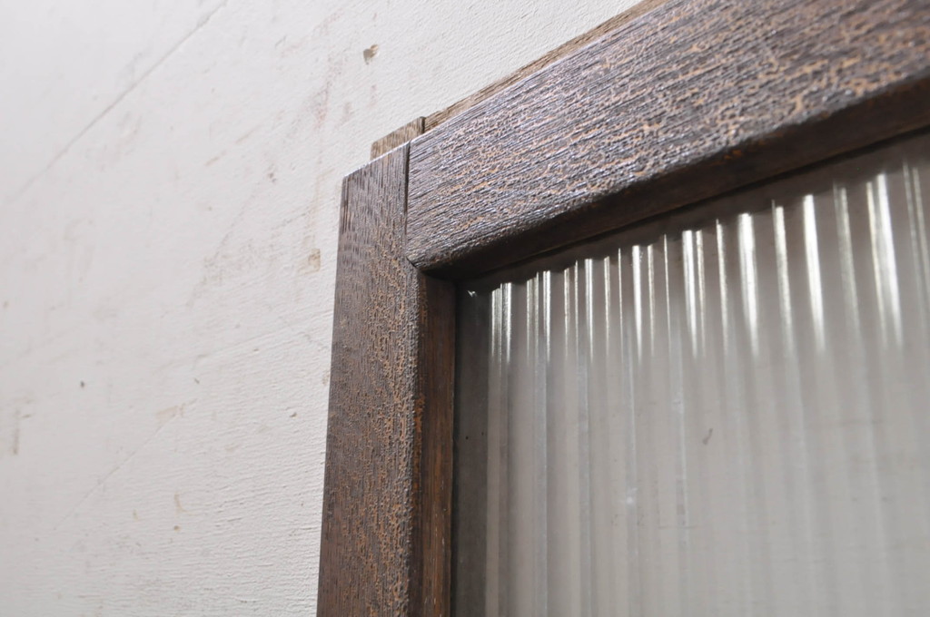 アンティーク建具　インテリアに取り入れやすいシンプルデザインのモールガラス窓1枚(引き戸、ガラス戸)(R-068290)