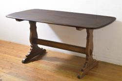 中古　北海道民芸家具　#477　上品な佇まいが魅力のエクステンションテーブル(伸長式テーブル、拡張式テーブル、ダイニングテーブル)(R-042080)
