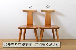 レトロ家具　昭和レトロ アンティークペイント 回転丸スツール(丸椅子、チェア)