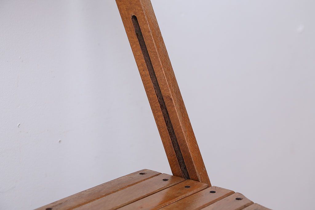 アンティーク家具　イギリスアンティーク　古い木製のフォールディングチェア(4)
