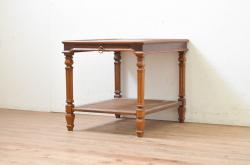 アンティーク家具　ヒノキ材製天板　淡いペイントカラーのアイアンテーブル(作業台、カフェテーブル)(1)