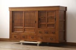 中古　美品　広島・府中家具いまだ　Craft Furniture IMADA ウォールナット材製のモダンなチェスト(ローチェストリビングボード、引き出し)(R-051572)