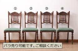イタリアビンテージ　マホガニー材　合皮　洗練された佇まいが魅力のダイニングチェア2脚セット(椅子、イス、ヴィンテージ)(R-066892)