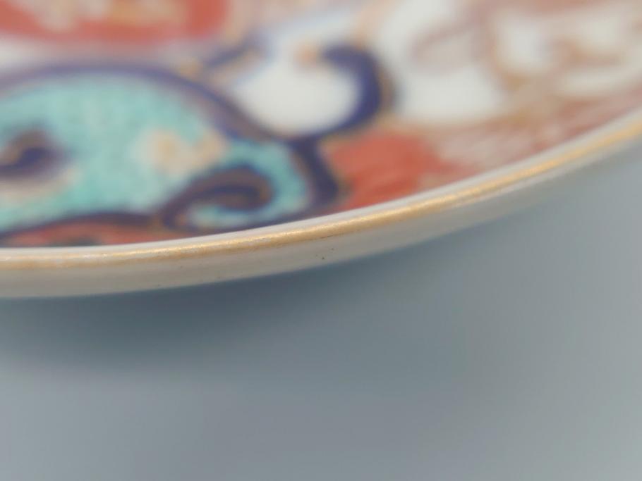 明治期　伊万里焼　色絵　金彩　花文　3.8寸皿　約11.5cm　色彩豊かで食卓に華やぎをもたらす小皿3客セット(三寸八分、赤絵、和食器、和皿)(R-062283)