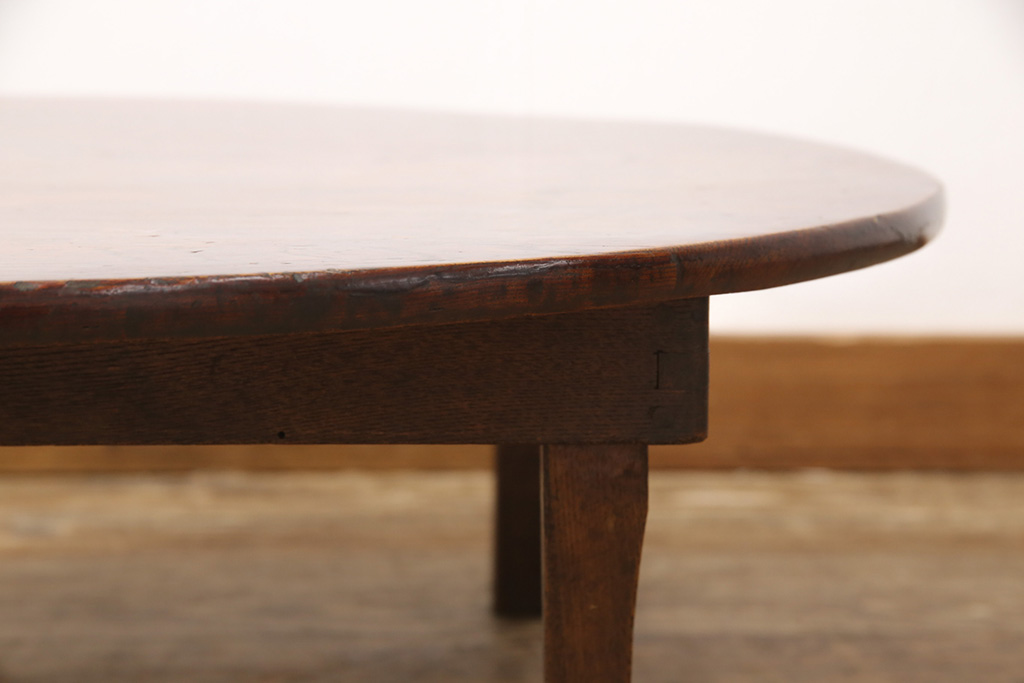 和製アンティーク　昭和初期　栓材　レトロな空間づくりにおすすめ!懐かしさ溢れる丸ちゃぶ台(座卓、折りたたみテーブル、ローテーブル)(R-051418)