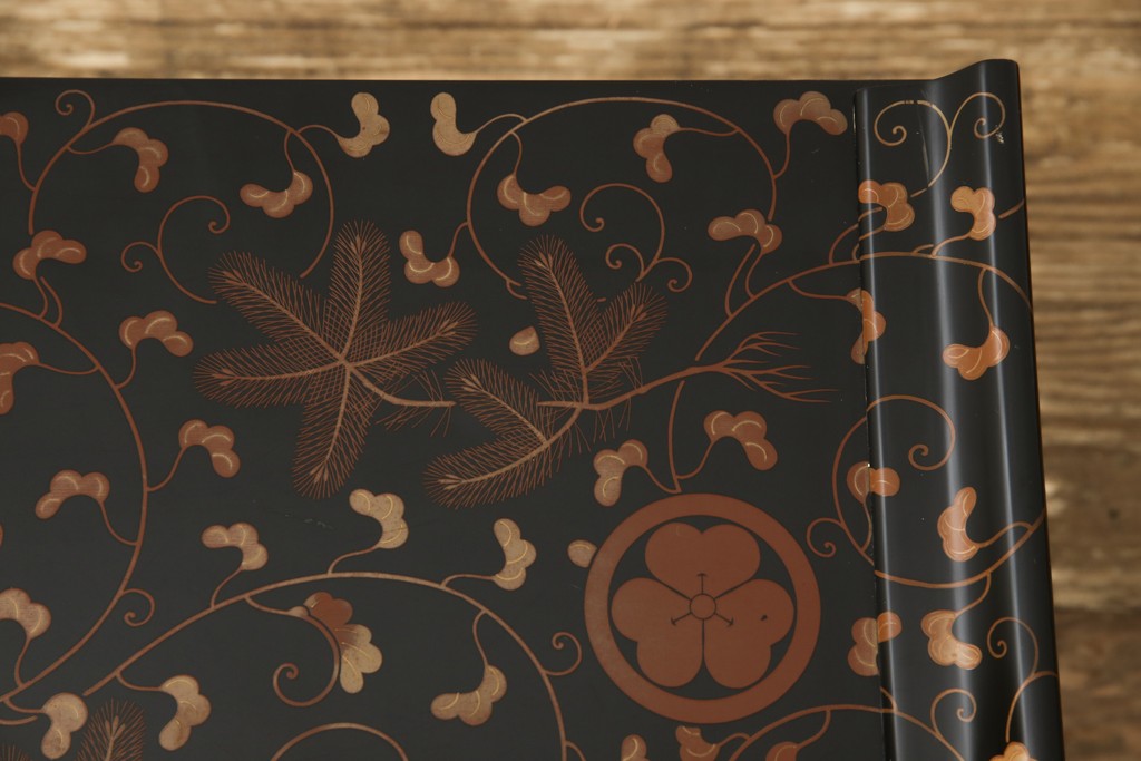 中古　輪島塗り　全体に施された蒔絵の美しい文机(ローテーブル、デスク、座机、座卓)(R-057440)