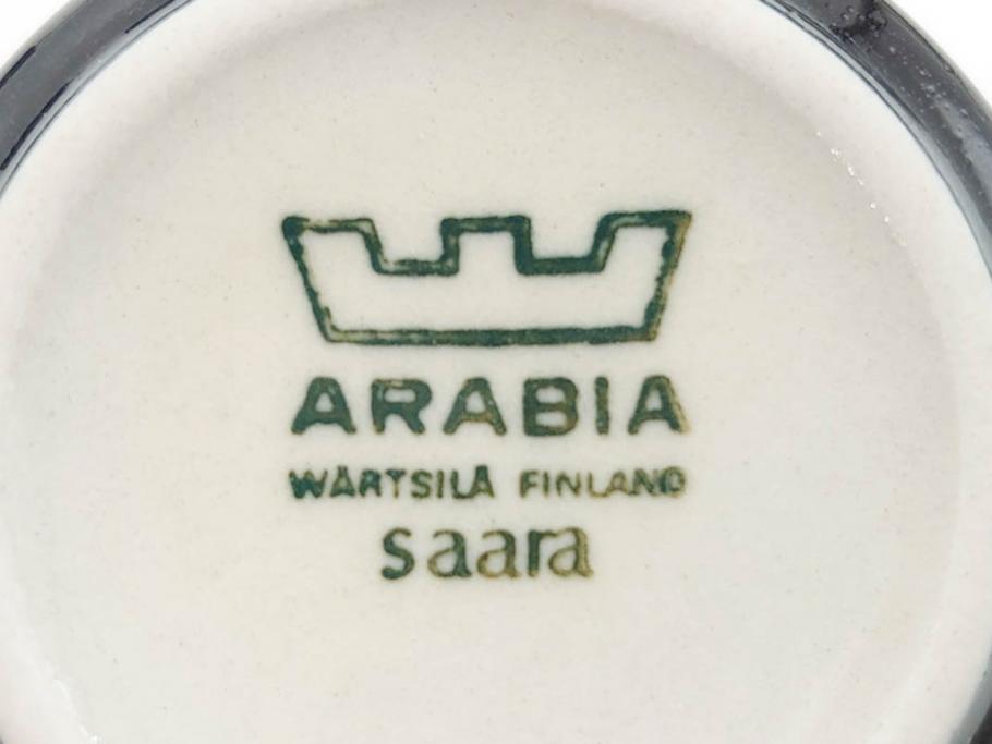 ARABIA FINLAND　saara(サーラ)　大胆に描かれた花模様と深みのある色合いが素敵なカップ&ソーサー4客セット(アラビア、フィンランド、北欧食器、C&S)(R-070642)