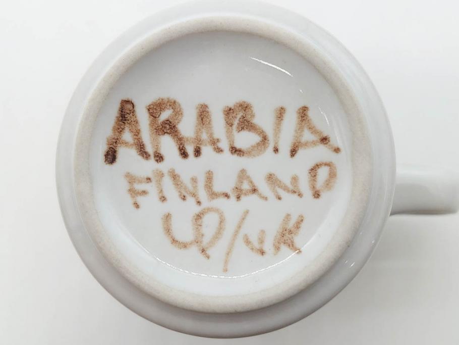 ARABIA FINLAND　Rosmarin(ロスマリン)　Ulla Procope(ウラ・プロコッペ)　温かみのあるブラウン色が魅力のティーカップ・コーヒーカップ&ソーサー3客セット(アラビア、フィンランド、Sモデル、北欧食器、C&S、ローズマリー)(R-070645)