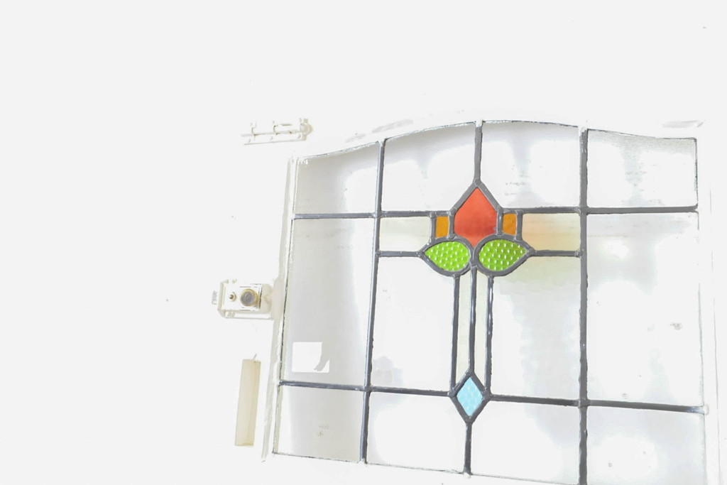 アンティーク建具　イギリスアンティーク　ステンドグラスがおしゃれなドア1枚(木製扉、ガラス扉、玄関ドア)(R-063753)