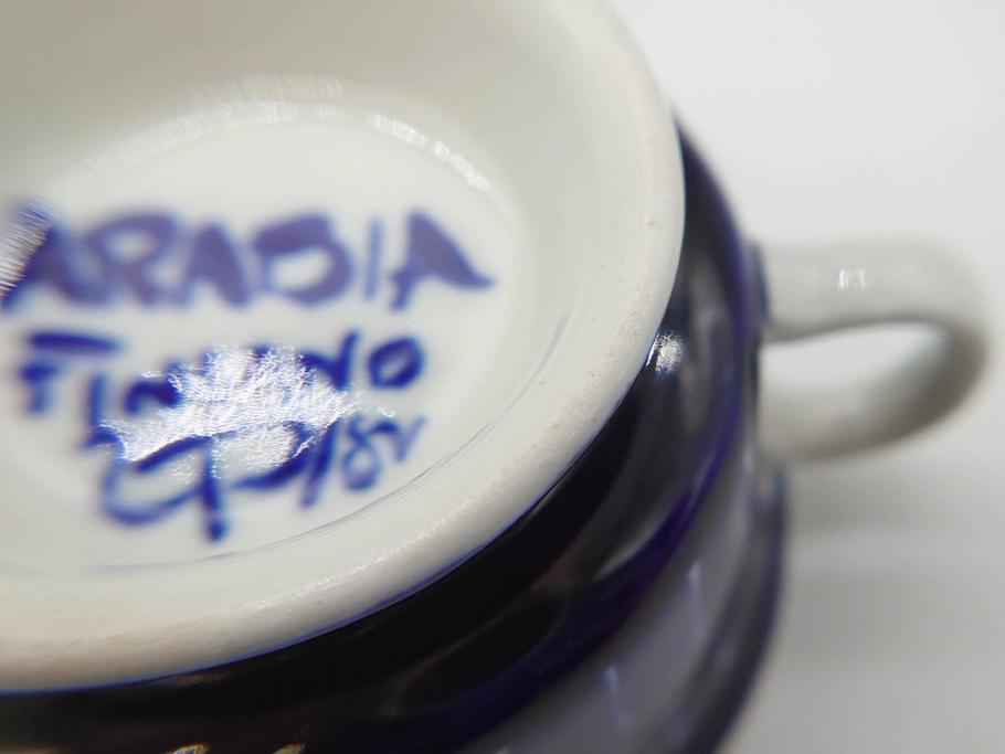 ARABIA FINLAND　Valencia (バレンシア)　Ulla Procope(ウラ・プロコッペ)　美しい青色が上品な雰囲気を高めるカップ&ソーサー6客セット(アラビア、フィンランド、北欧食器、C&S)(R-070652)